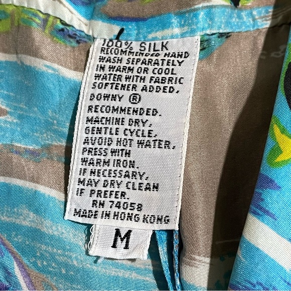 Anne Pinkerton surfer print silk vintage shirt women’s M - Picture 12 of 13